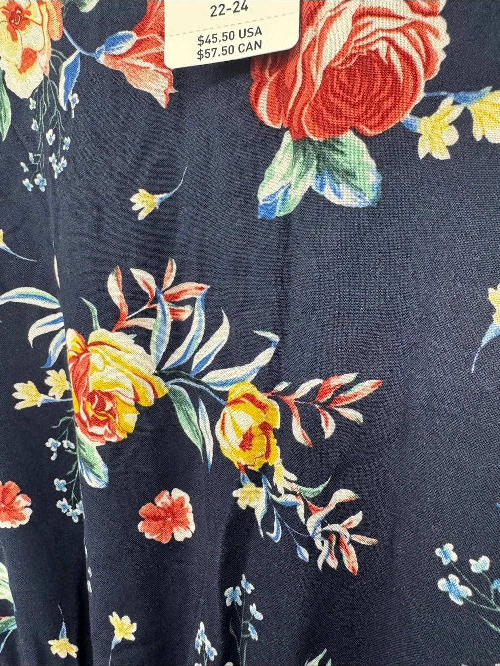 Torrid Floral Babydoll Tunic Tank Top Navy Blue Sleeveless Rayon Blouse 3X NWT